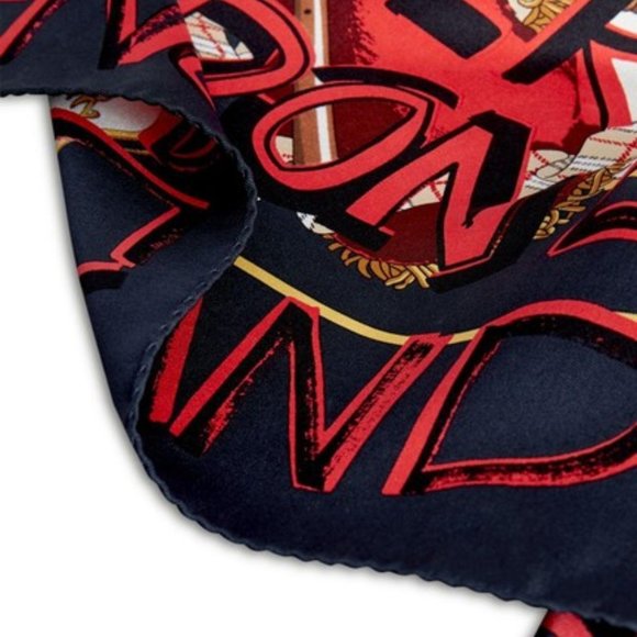 [[BURBERRY]] 'Guards' Logo Text Silk Square Scarf - Picture 2 of 4